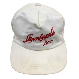 Vintage Leinenkugel Beer Hat Cap Snapback Made In USA 80s 90s Script Worn White